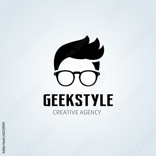 Geek Style Logo, Hire and barber shop logo