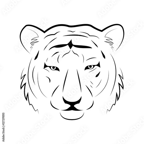 Fototapeta Naklejka Na Ścianę i Meble -  Tiger head silhouette, Vector