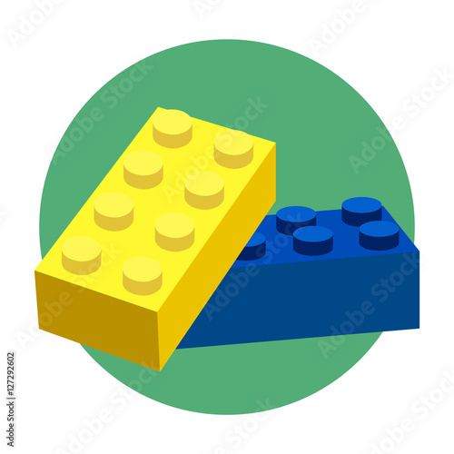 building block toy with shadow. concept of edifice, industry, engineering, brainstorming, development. isolated on white background. flat style trend modern logotype design vector illustration