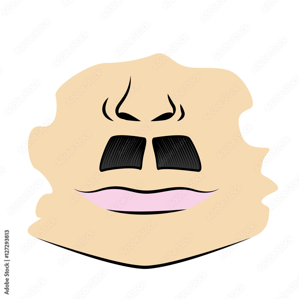 Set of man cartoon faces with beard and mustache Set of man cartoon faces with beard and mustache