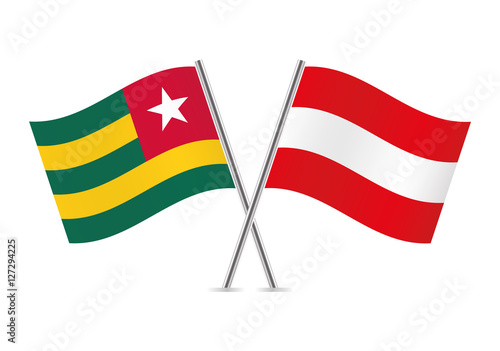 Togo and Austria flags. Vector illustration. 