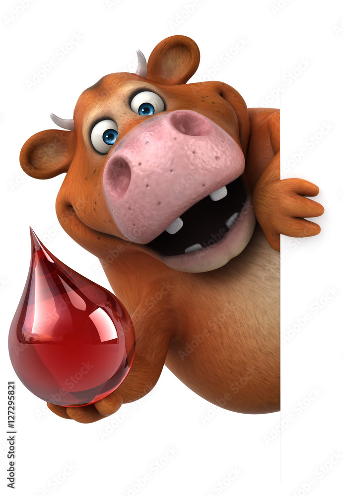 Naklejka premium Fun cow - 3D Illustration