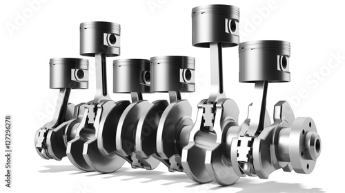 Photos 3d pistons and crankshaft, automotive engine