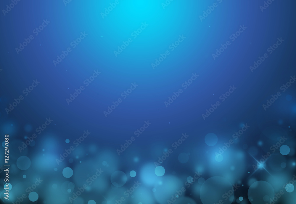 Naklejka premium Dark blue sparkles below glitter rays lights bokeh abstract background/texture.