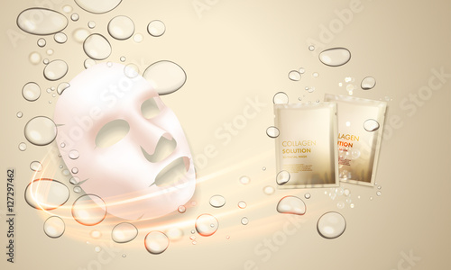 Collagen face skin treatment mask sachet