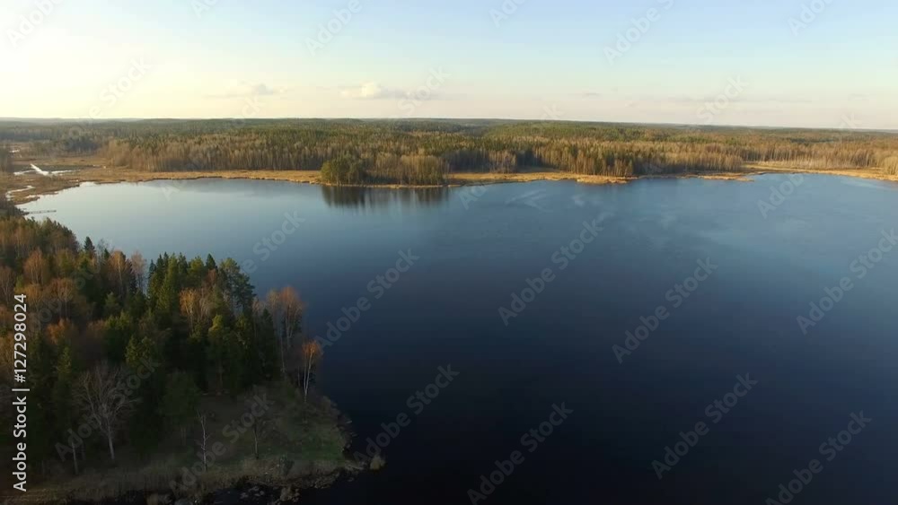 AERIAL:flight over the lake Vuoksa . AERIAL:flight over the lake Vuoksa .