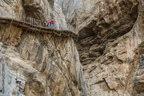 El Caminito del Rey dangerous footpath closeup in canyon
