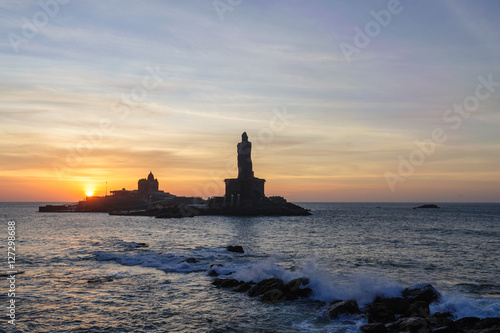 People greet the sunrise in Kanyakumari the southernmost point of the Indian subcontinent, Tamil Nadu, India