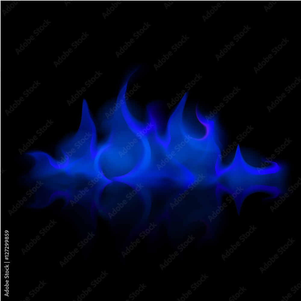 Blue Fire Flame Bonfire Isolated on Background