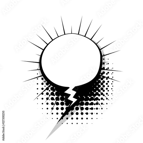 Blank template comic speech sudden round bubble halftone dot background style pop art. Comic dialog empty cloud, space text style pop art. Creative composition idea conversation comic sketch explosion