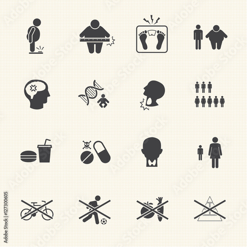 obesity related diseases and prevention icons