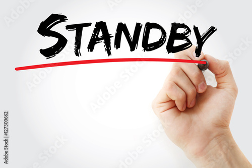 Hand writing Standby with marker, concept background photo