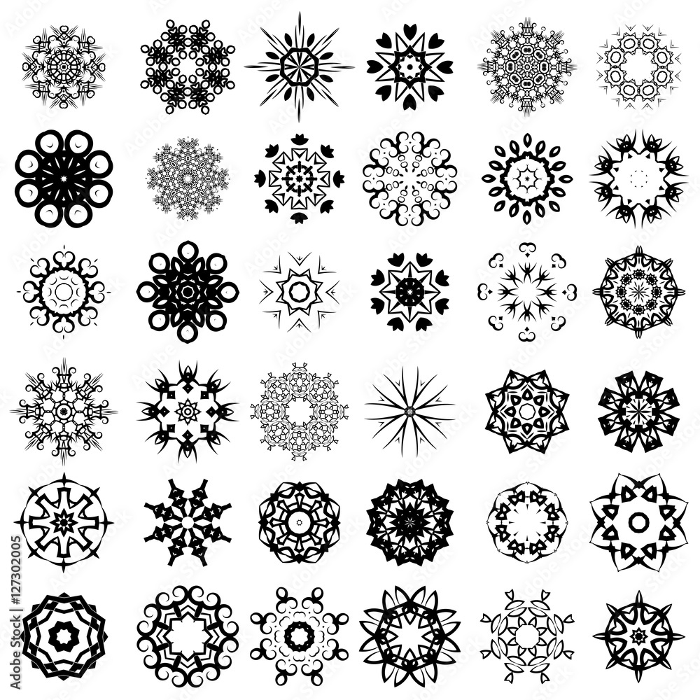 Set of Different Tribal Rosettes Tattoo Design Isolated on White Background. Polynesian Design Set of Different Tribal Rosettes Tattoo Design Isolated on White Background. Polynesian Design