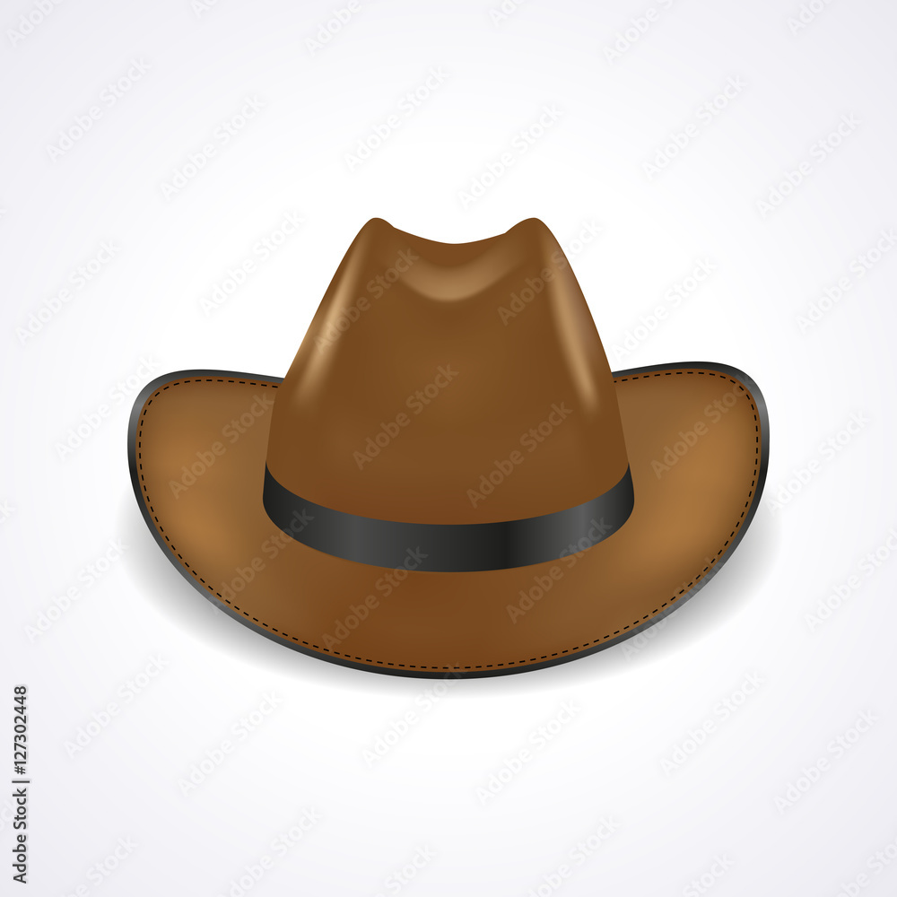 Cowboy hat isolated on white background, front view, sheriff hat, realistic  vector Stock Vector | Adobe Stock