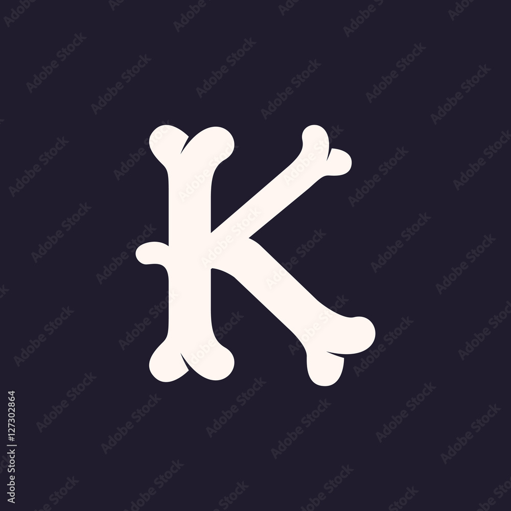 K letter logo made out of bones.