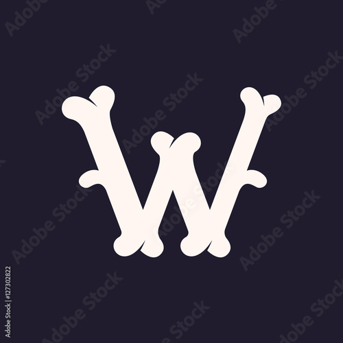 W letter logo made out of bones.