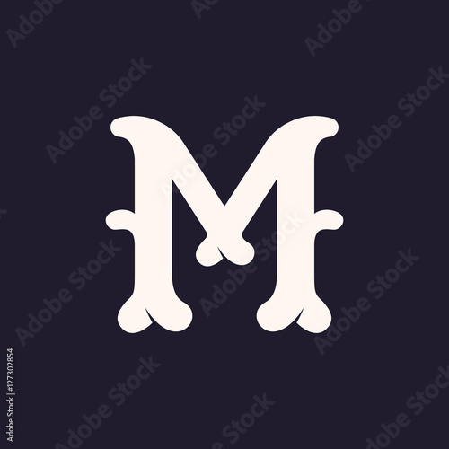 M letter logo made out of bones.