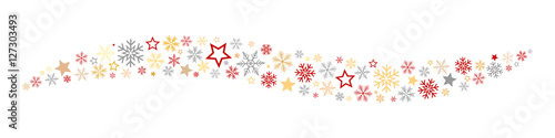Stars and snowflakes border - Red, gold and grey