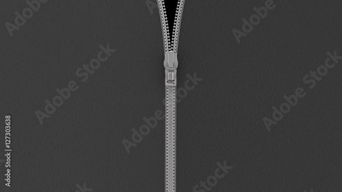 Close and open the zipper. Animation of video transition with zip fastener that includes luma and color masks. photo