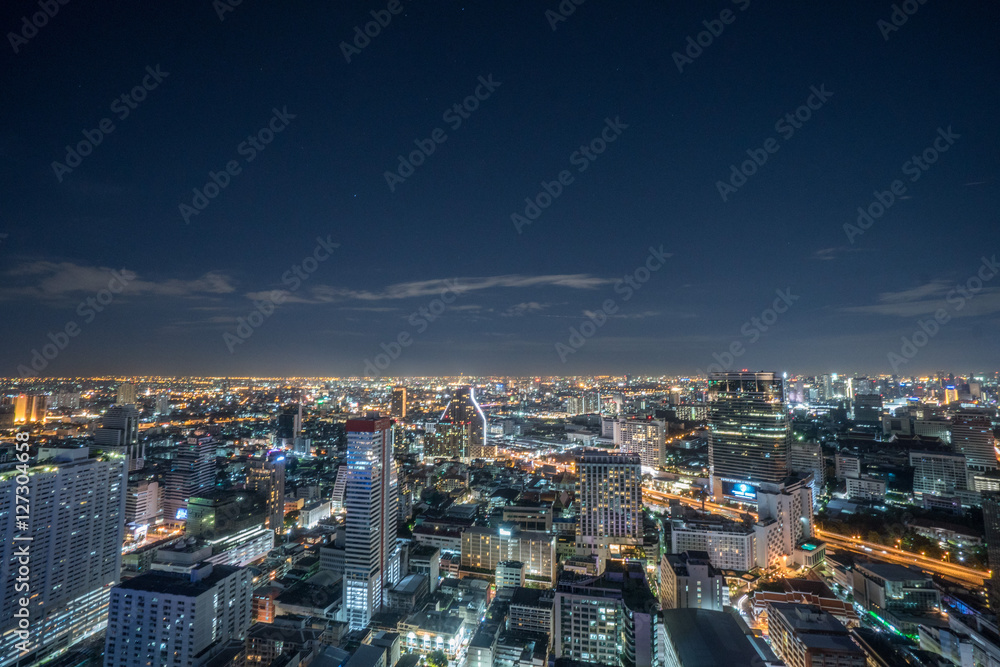 Panorama of Bangkok at night, Thailand