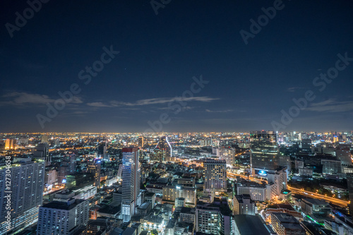 Panorama of Bangkok at night, Thailand