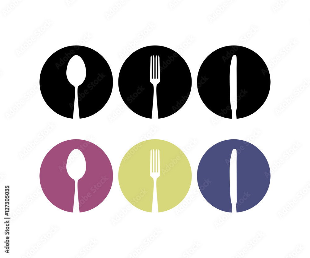 Circle Fork Spoon Knife icon Logo Design Stock Vector | Adobe Stock