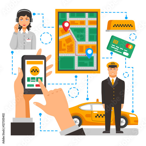 Taxi Service Conceptual Illustration