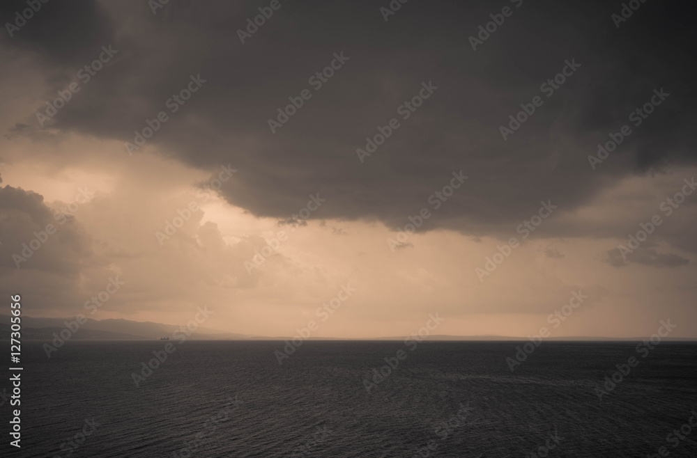 Stormy sky over mediterranean sea in Croatia