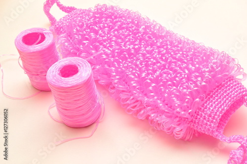 Вязание банной мочалки. photo