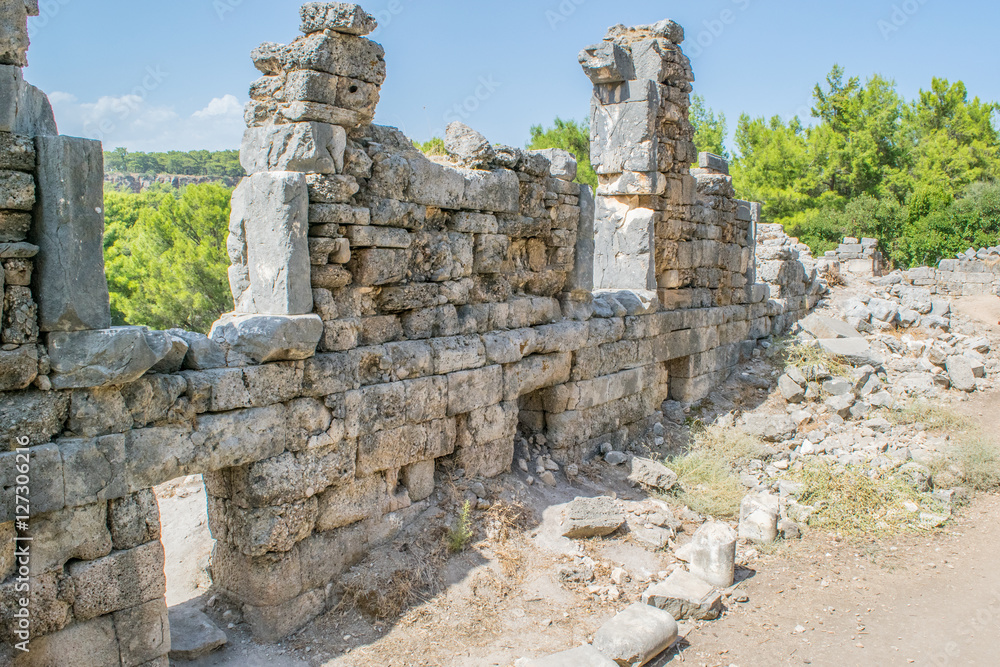 Ruins of ancient Phaselis city at Turkey