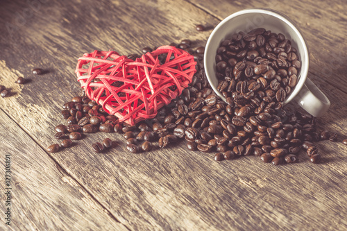 Roasted coffee bean with heart icon