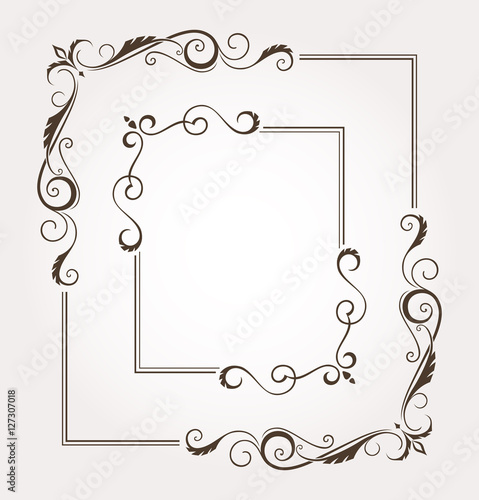 Set of two floral frames and page decoration. Vector illustration
