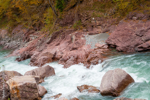 Rocks in mountain river fall season