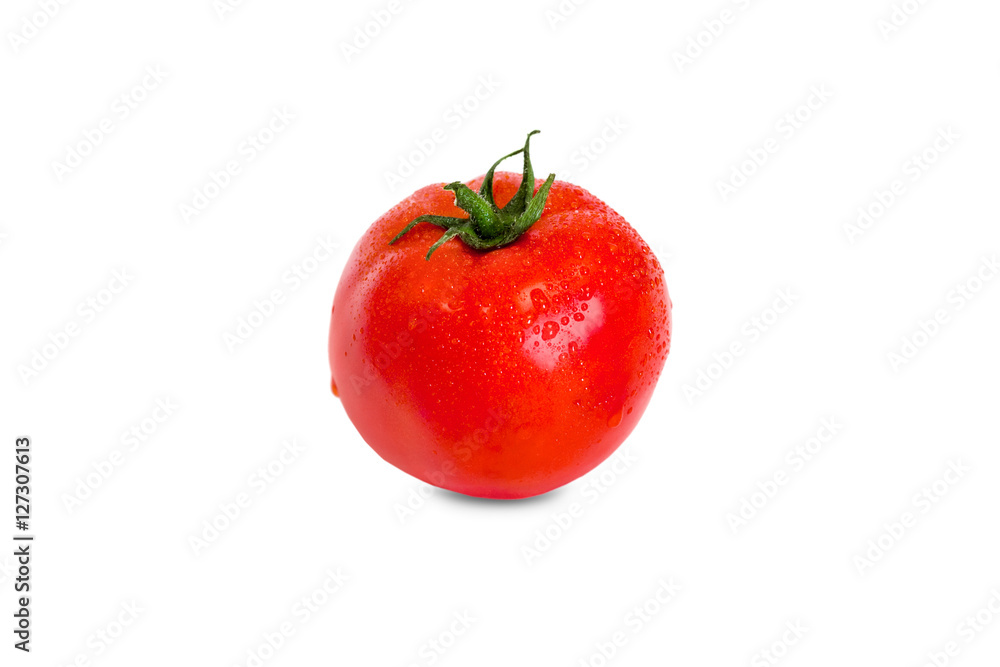 a fully mature tomato with drops of water a fully mature tomato with drops of water