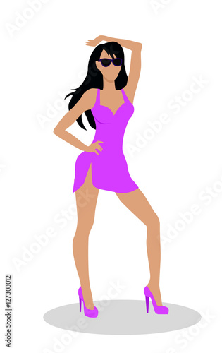 Dancing Woman Vector Illustration in Flat Design