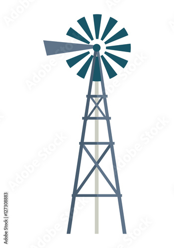 Wind Water Pump Vector Illustration. 