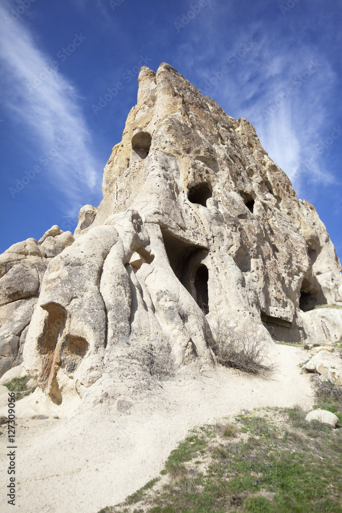 Rock formation at Derinkuyu Underground City in Cappadocia, Turkey