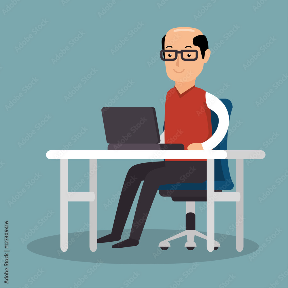 business man work used laptop office vector illustration eps 10 business man work used laptop office vector illustration eps 10