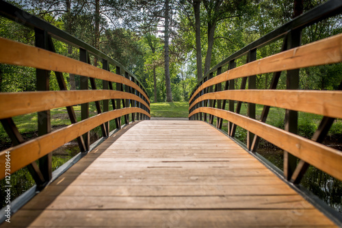 Fototapeta Naklejka Na Ścianę i Meble -  Wooden Bridge in a Park