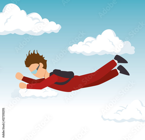 man sky diving extreme sport vector illustration eps 10