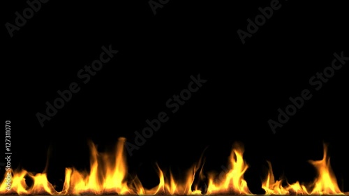 Frame of fire. Isolated flames burn the the lower border of the screen. Alpha matte included.