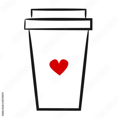 cute hand drawn linear vector illustration coffee paper cup logo

