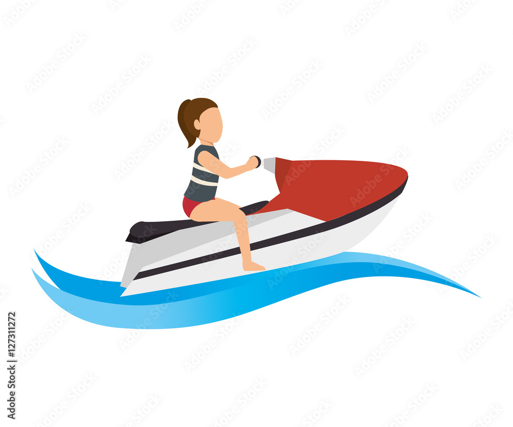 girl riding water bike sport vector illustration eps 10