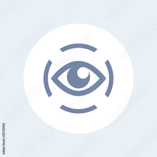 iris scan icon isolated on white, eye scanning, biometric recognition