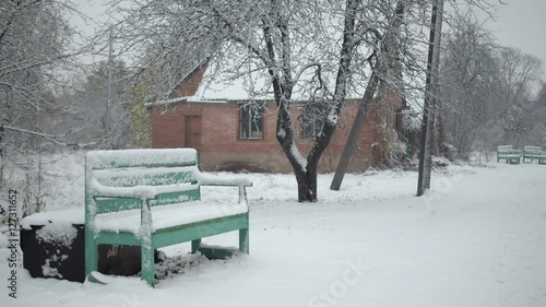 Wallpaper Mural Early snow in Europe. A house in the village. Torontodigital.ca