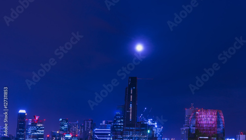 abstract top view of cityscape on moon in clear sky - can use to display or montage on product