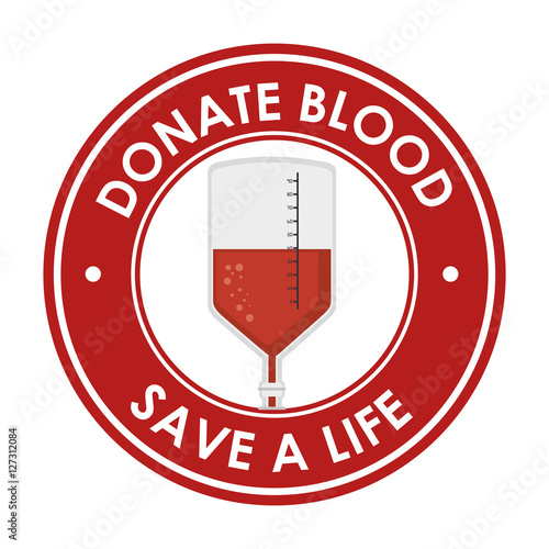 donate blood save a ilfe badge vector illustration eps 10