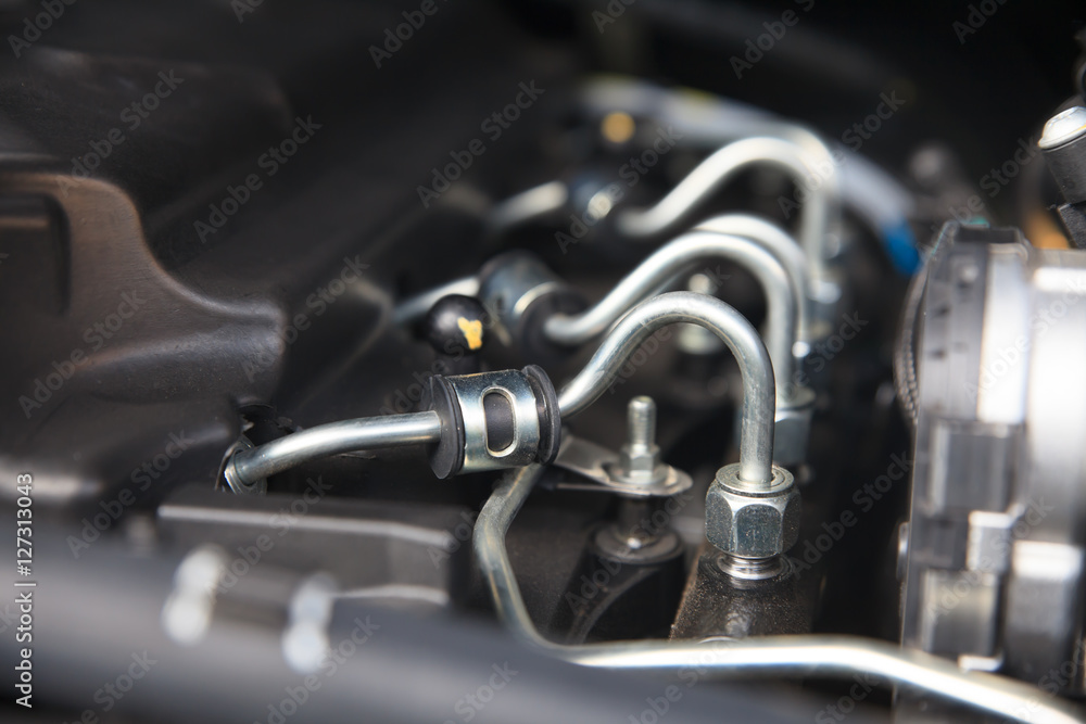 Modern car's engine. Modern car's engine.