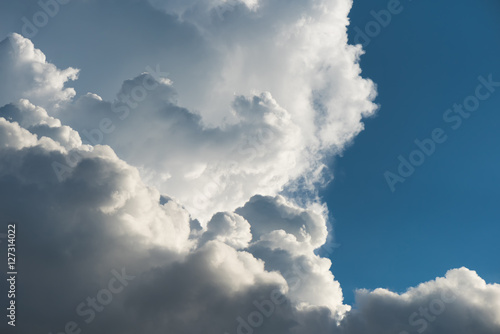 Closeup cumulus cloud with blue sky