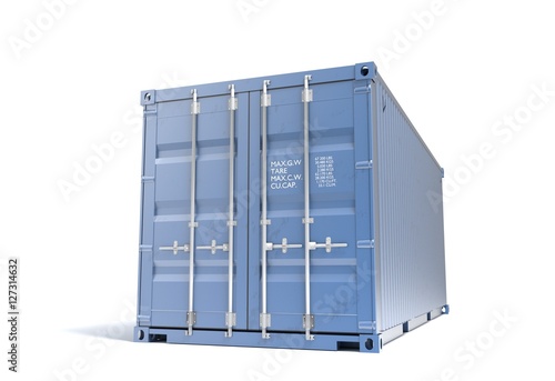 Shipping sea blue container isolated 3d illustration